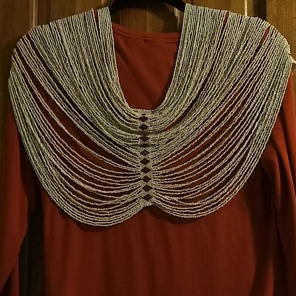 VINTAGE BEADED NECKLACE/SHALL COLOR BLUE - Picture 11 of 11